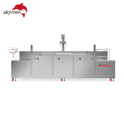 4-Tank Automatisches Ultraschallreinigungssystem für Präzisionsteile mit SPS-Roboterarm, Heizung, Filtration & Trocknung